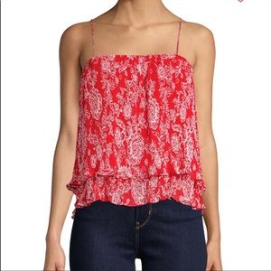 Pleated red and white Ella Moss spaghetti strap top